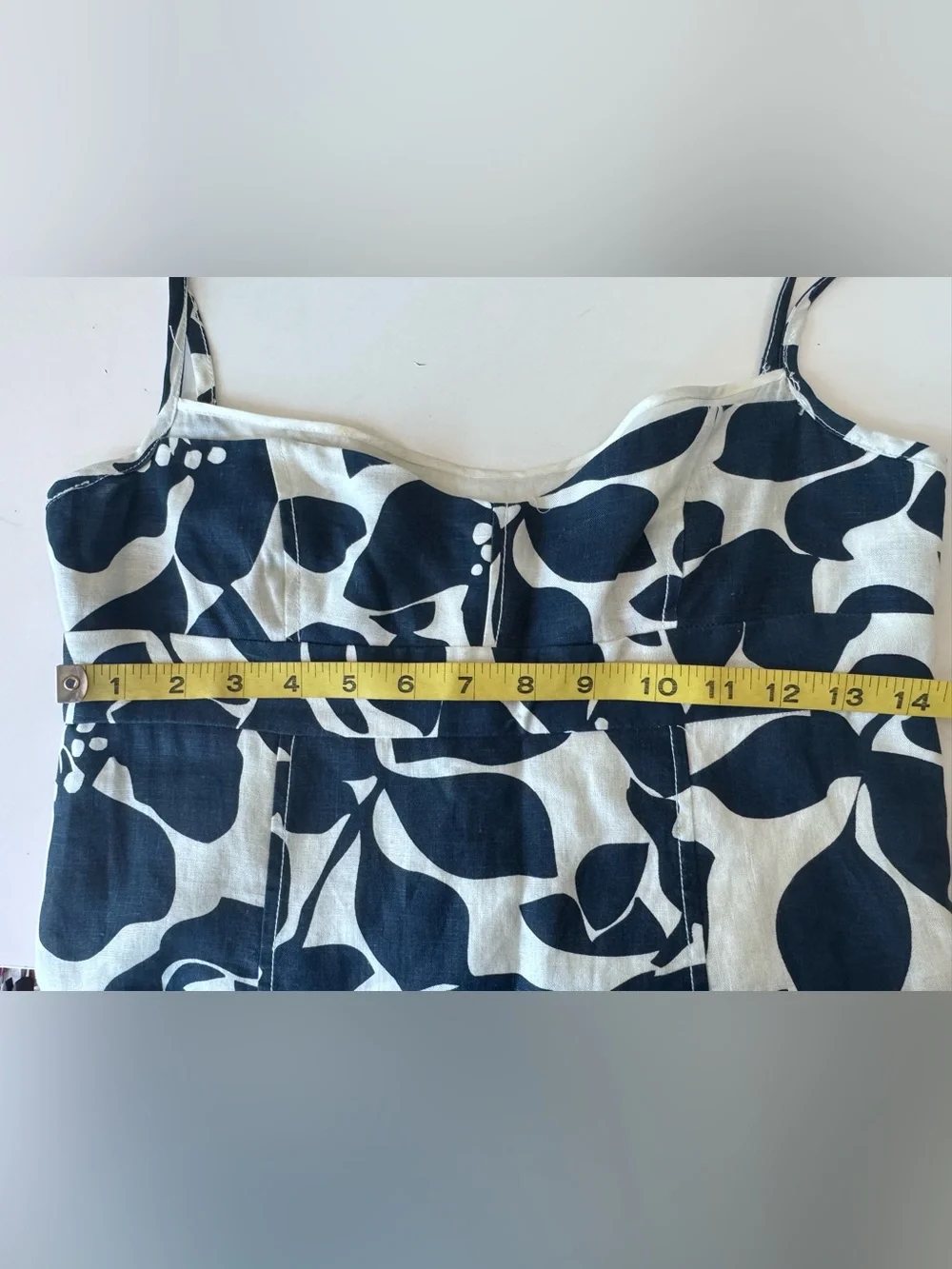 j crew hawaiian navy floral linen strappy summer dress women’s size 4